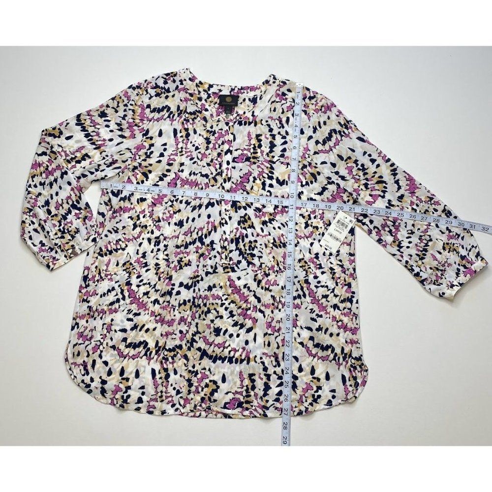 JM Collection Blouse Top Large Women's Artistic Print‎ Pleated-Back NEW - Picture 5 of 9